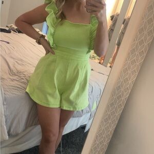 Flying Tomato Lime Green Ruffled romper